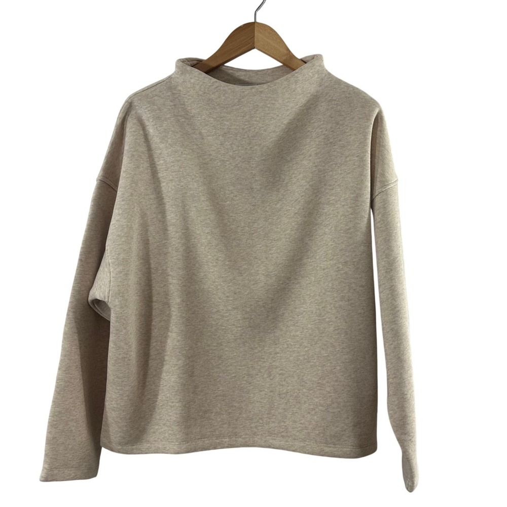 J.Crew Womens XL Mockneck Sweatshirt Oatmeal Cotton Blend Relaxed Fit NWT